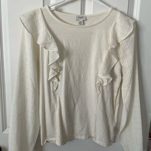 J. Crew Women's Cream Ruffle Top